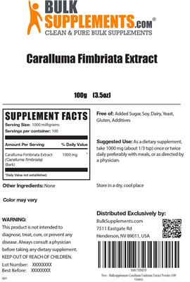 Photo of the BulkSupplements.com Caralluma Fimbriata Extract label