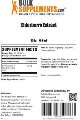 Photo of the BulkSupplements.com Elderberry Extract label