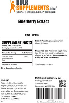 Photo of the BulkSupplements.com Elderberry Extract label