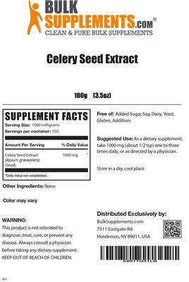 Photo of the BulkSupplements.com Celery Seed Extract label