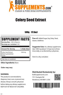 Photo of the BulkSupplements.com Celery Seed Extract label