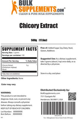 Photo of the BulkSupplements.com Chicory Extract label