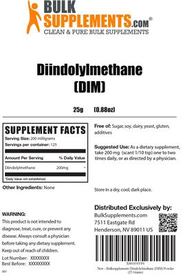 Product label for Diindolylmethane