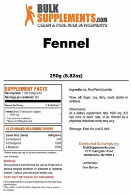 Photo of the BulkSupplements.com Fennel label