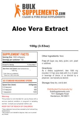 Photo of the BulkSupplements.com Aloe Vera Extract label