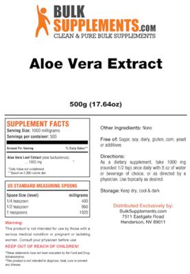 Photo of the BulkSupplements.com Aloe Vera Extract label