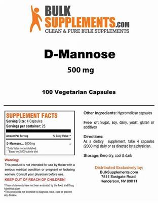 Photo of the BulkSupplements.com D-Mannose 500 mg label