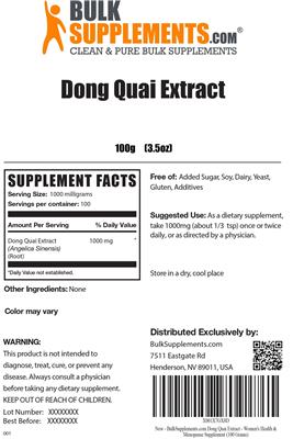 Photo of the BulkSupplements.com Dong Quai Extract label
