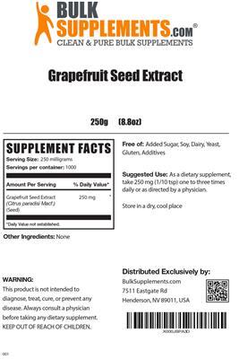 Photo of the BulkSupplements.com Grapefruit Seed Extract label