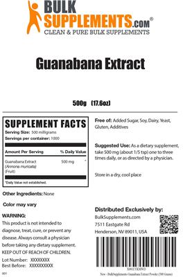 Photo of the BulkSupplements.com Guanabana Extract label