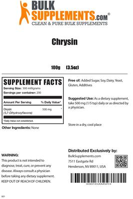 Photo of the BulkSupplements.com Chrysin label