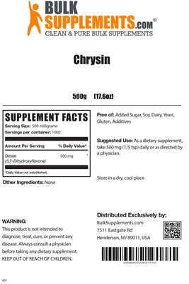 Photo of the BulkSupplements.com Chrysin label