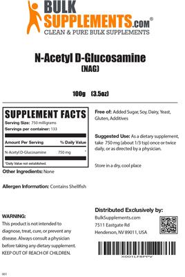 Photo of the BulkSupplements.com N-Acetyl D-Glucosamine label