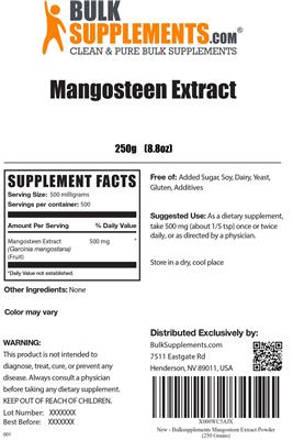Photo of the BulkSupplements.com Mangosteen Extract label