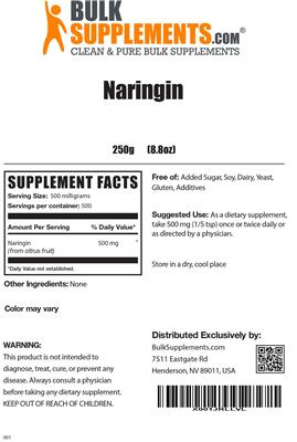 Photo of the BulkSupplements.com Naringin label