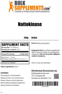 Photo of the BulkSupplements.com Nattokinase label