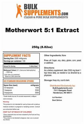 Photo of the BulkSupplements.com Motherwort 5:1 Extract label