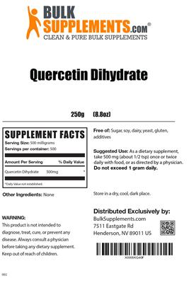 Photo of the BulkSupplements.com Quercetin Dihydrate label