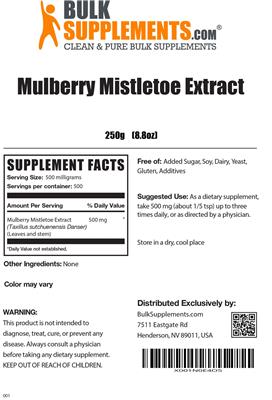 Photo of the BulkSupplements.com Mulberry Mistletoe Extract label
