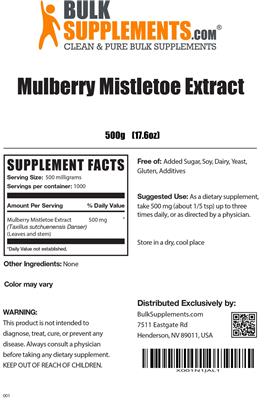 Photo of the BulkSupplements.com Mulberry Mistletoe Extract label