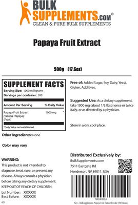 Photo of the BulkSupplements.com Papaya Fruit Extract label
