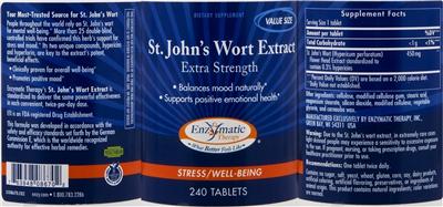 Photo of the Enzymatic Therapy St. John's Wort Extract Extra Strength label