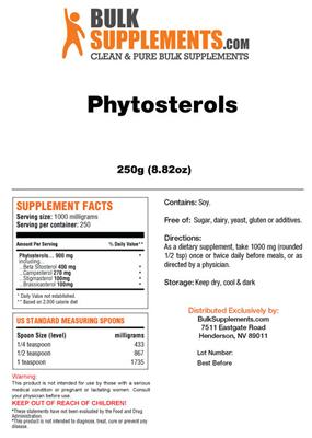 Photo of the BulkSupplements.com Phytosterols label
