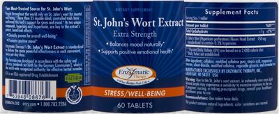 Photo of the Enzymatic Therapy St. John's Wort Extract Extra Strength label