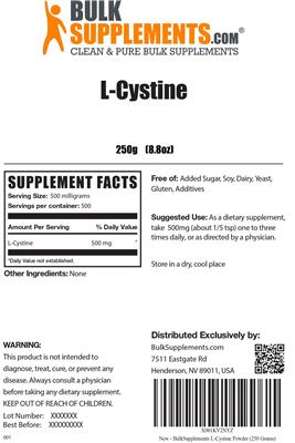 Photo of the BulkSupplements.com L-Cystine label