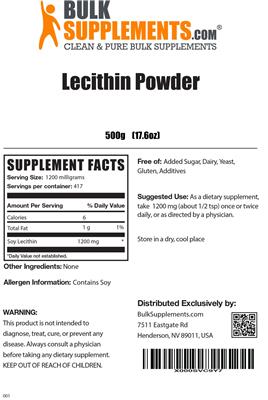 Photo of the BulkSupplements.com Lecithin Powder label