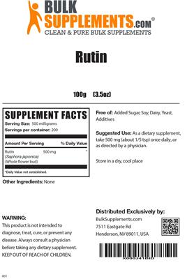 Photo of the BulkSupplements.com Rutin label