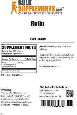 Photo of the BulkSupplements.com Rutin label