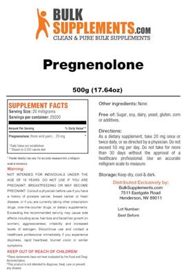 Photo of the BulkSupplements.com Pregnenolone label