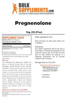Photo of the BulkSupplements.com Pregnenolone label