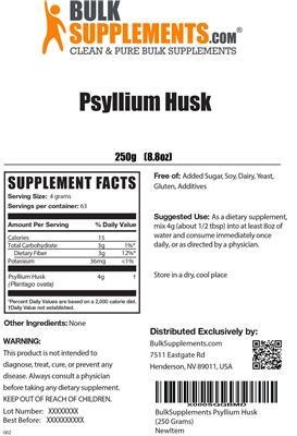 Photo of the BulkSupplements.com Psyllium Husk label