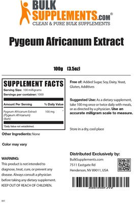 Photo of the BulkSupplements.com Pygeum Africanum Extract label