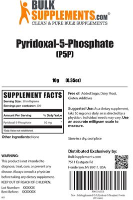 Photo of the BulkSupplements.com Pyridoxal-5-Phosphate label