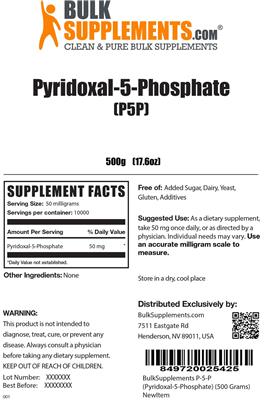 Photo of the BulkSupplements.com Pyridoxal-5-Phosphate label