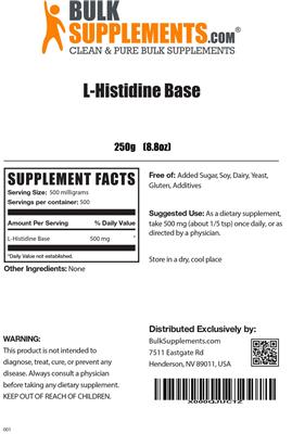 Product label for L-Histidine Base