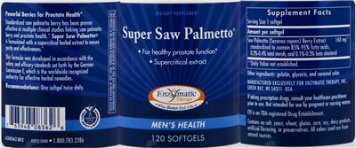 Photo of the Enzymatic Therapy Super Saw Palmetto label