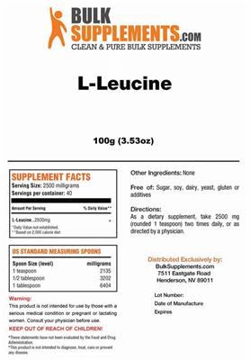 Photo of the BulkSupplements.com L-Leucine label
