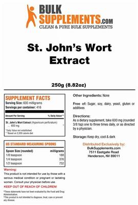 Photo of the BulkSupplements.com St. John's Wort Extract label