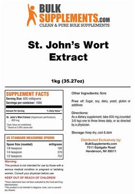 Product label for St. John's Wort Extract