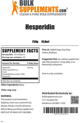 Product label for Hesperidin