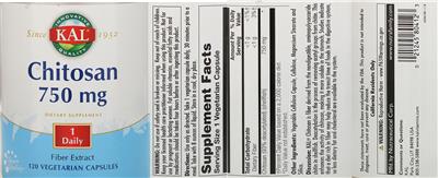 Photo of the KAL Chitosan 750 mg label