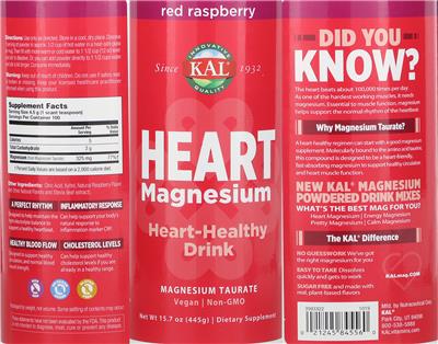 Photo of the KAL Heart Magnesium Red Raspberry label