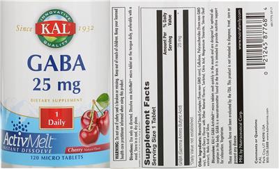 Photo of the KAL GABA 25 mg Cherry label
