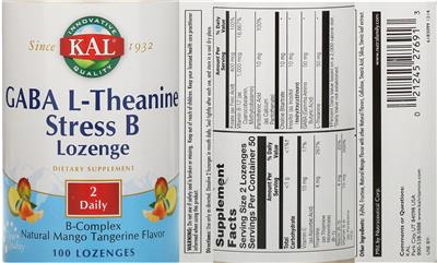 Photo of the KAL GABA L-Theanine Stress B Lozenge Natural Mango Tangerine Flavor label