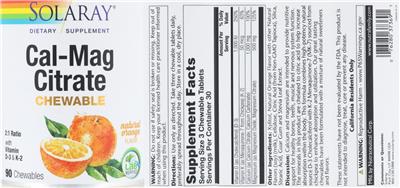 Cal-Mag Citrate Chewable Natural Orange Flavor