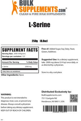 Photo of the BulkSupplements.com L-Serine label